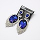 Trendy Women's Shiny Zinc Alloy Glass Rhinestone Diamante Drop Dangle Stud Earrings EJEW-L076-09F-1