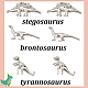 Anattasoul 6 шт. 6 стильные серьги-гвоздики из сплава тираннозавра EJEW-AN0002-71-3