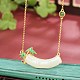 Tube incurvé en jade blanc hetian naturel avec collier pendentif en bambou NJEW-BB50640-A-3
