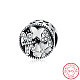 Плоские круглые с стрекоза 925 стерлингового серебра кубического циркония и эмали европейских бисера STER-BB15839-8