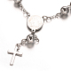 Rosary Bead Bracelets with Cross X-BJEW-E282-01P-2