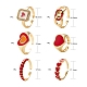 6pcs 6 anillos de puño de latón de estilo RJEW-LS0001-05-3