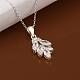 Trendy Silver Color Plated Brass Cubic Zirconia Leaf Pendant Necklaces For Women NJEW-BB12789-2