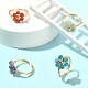 4Pcs 4 Style Natural Mixed Gemstone Beaded Flower Finger Rings Set RJEW-TA00074-2