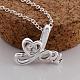 Silver Plated Brass Cubic Zirconia Love Pendant Necklaces For Valentine's Day Gift NJEW-BB09485-5