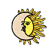 機械刺繍布地手縫い/アイロンワッペン  マスクと衣装のアクセサリー  アップリケ  太陽と月  カラフル  70x69mm X-DIY-I013-36-1