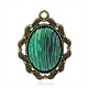 Antique Bronze Plated Rhombus Alloy Dyed Synthetic Turquoise Pendants PALLOY-J630A-03AB-NF-1
