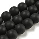 Frosted natürliche schwarze Achat runde Perlen Stränge G-N0151-11-10mm-1