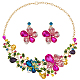 Anattasoul collier pendentif fleur de vie en strass coloré et boucles d'oreilles pendantes SJEW-AN0001-12-1