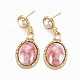 Oval with Porcelain Rack Plating Alloy Dangle Stud Earrings EJEW-S211-002-RS-2