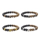 Natural Wenge Wood & Lava Rock Beaded Stretch Bracelet Sets with Synthetic Hematite Beads BJEW-JB09213-1