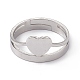 201 anello regolabile a cuore in acciaio inossidabile da donna RJEW-K238-04P-1
