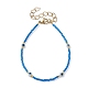 Bracelet en perles de graines de verre et lampe mauvais œil avec 18 fermoirs en acier inoxydable plaqué or véritable 304 carat BJEW-JB09998-01-1