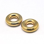 Perles en 304 acier inoxydable, donut, véritable 18k plaqué or, 12x3.5mm, Trou: 5.5mm