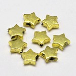 Plaqué métallique perles acryliques étoiles, or, 11x11x4mm, Trou: 1mm, environ 2050 pcs/500 g
