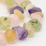 Brins de perles de préhnite naturelle et de quartz rose et d'améthyste et de citrine, 19~26x13~16x8~15mm, Trou: 1mm, environ 15.7 pouce
