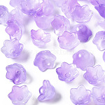 Perles de verre transparentes peintes à la bombe à deux tons, fleur, lilas, 7x11.5x11.5mm, Trou: 1.2mm