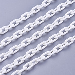 ABS пластиковые кабельные цепи, овальные, белые, 13.5~14x8x2 мм, 14.9 дюйм ~ 15.35 дюйма (38~39 см) / нить