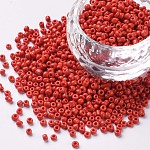 Abalorios de la semilla de cristal, colores opacos semilla, pequeñas cuentas artesanales para hacer joyas de diy, redondo, rojo, 2mm, agujero: 1 mm, aproximamente 30000 unidades / libra