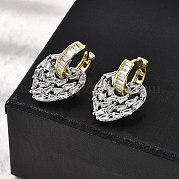 Серьги-кольца в форме сердца из латуни с прозрачным кубическим цирконием EJEW-L261-028GP