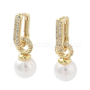 Серьга-кольцо из латуни с микропаве из кубического циркония EJEW-C081-23G
