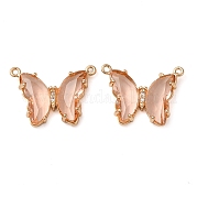 Подвески из латуни с граненым стеклянным соединителем FIND-Z020-03R