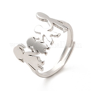 201 Stainless Steel Family Adjustable Ring for Women RJEW-F131-03P