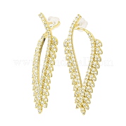Серьги-гвоздики из латуни с полыми листьями EJEW-L270-15G