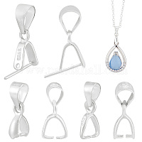 SUNNYCLUE 1 Box 3Pcs 3 Style Sterling Silver Pendant Bails Pinch