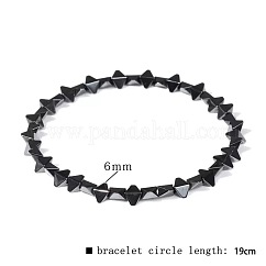 Bracelets extensibles en perles d'hématite synthétiques non magnétiques pour hommes, Toupie, 7.48 pouce (19 cm)