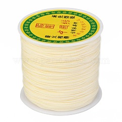 Fil de nylon tressé, Cordon à nouer chinois pour la création de bijoux en perles et macramé., mousseline de citron, 0.8mm, environ 100 yards / rouleau