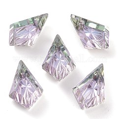 Colgantes de rhinestone de vidrio en relieve, facetados, cometa, vitrail light, 13x8x4mm, agujero: 1.2 mm