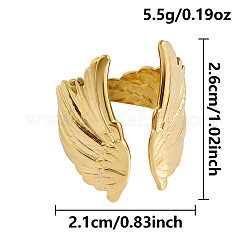 Anneaux ouverts pour manchettes en acier inoxydable 304, ailes, véritable 18k plaqué or, 26mm, diamètre intérieur: 21 mm