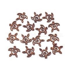 Pendenti in legno di noce, ciondoli tartaruga marina, sienna, 27x27.5x2mm, Foro: 2.2 mm