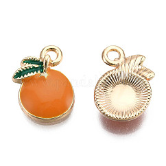 Colgantes de esmalte de aleación, sin plomo y cadmio, naranja, la luz de oro, naranja oscuro, 16x12x4mm, agujero: 2 mm