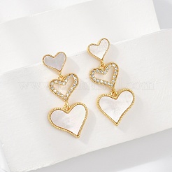 Latón micro pave aretes de circonita cúbica transparente&nbsp;EJEW-H154-14G