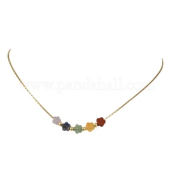 Collana con ciondolo a catena Boston in acciaio inossidabile 304 con pietre preziose miste naturali&nbsp;NJEW-JN06419-03