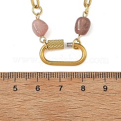 Colliers à chaîne perlée en pépites de quartz fraise naturel&nbsp;NJEW-JN06508-02