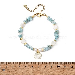 Armbänder mit Anhängern in Muschelform aus einer Legierung mit Emaille&nbsp;BJEW-JB13913