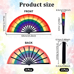 2 Stück Faltfächer aus PVC und Stoff in Regenbogenfarben&nbsp;AJEW-NB0008-98