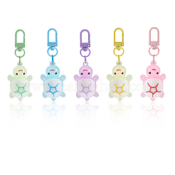 5 ciondolo decorativo a forma di tartaruga in resina e plastica PVC bicolore&nbsp;HJEW-SP0001-20