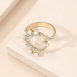 Eleganti e alla moda anelli polsino in lega con strass luna e stella&nbsp;YA4622