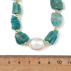 Colliers de perles ovales en coquillage et pépites d'amazonite brute naturelle pour femmes&nbsp;NJEW-JN06486
