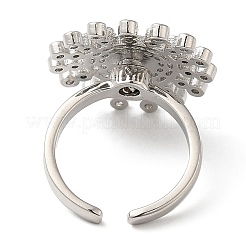 Anello aperto girevole con fiore di zirconi cubici&nbsp;RJEW-Q776-05P