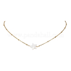 2 pz 2 stili ciondolo a forma di stella luna conchiglia d'acqua dolce naturale collane a catena satellitare in acciaio inossidabile 304&nbsp;NJEW-JN05984