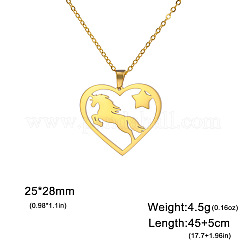 Collar con colgante de corazón y caballo de acero inoxidable 304&nbsp;FS-WG9C853-02