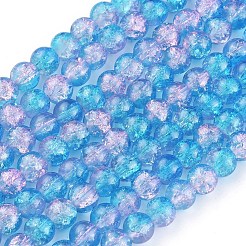 Perles en verre craquelé rondes transparentes avec deux tons&nbsp;X-CCG-Q001-8mm-19