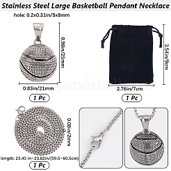 DIY-Kits zur Herstellung von Halsketten mit Basketball-Anhänger aus chirurgischem Edelstahl 316&nbsp;DIY-BBC0002-22AS