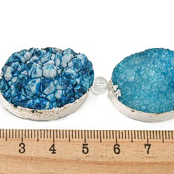 Versilberte gefärbte ovale natürliche Drusenquarzkristallperlenstränge&nbsp;G-F144-01-S