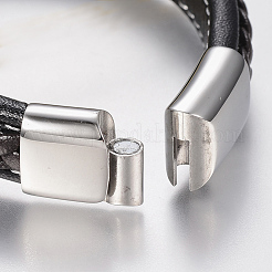 Bracciali di corda di pelle intrecciato &nbsp;BJEW-H561-07C